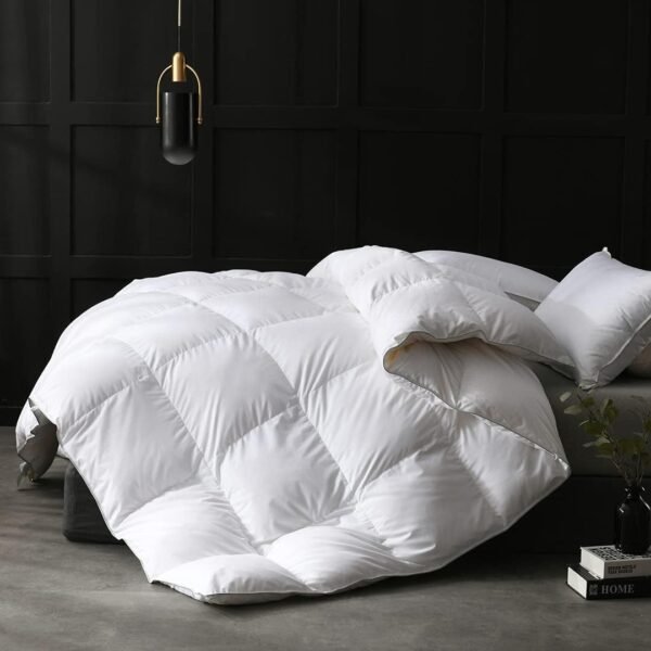 Feathers Down Comforter King Size Luxurious All Seasons Duvet Insert - Ultra-Soft 750 Fill-power Hotel Collection Comforter, 54 Oz Fluffy Medium Warmth, (106x90, Solid White)