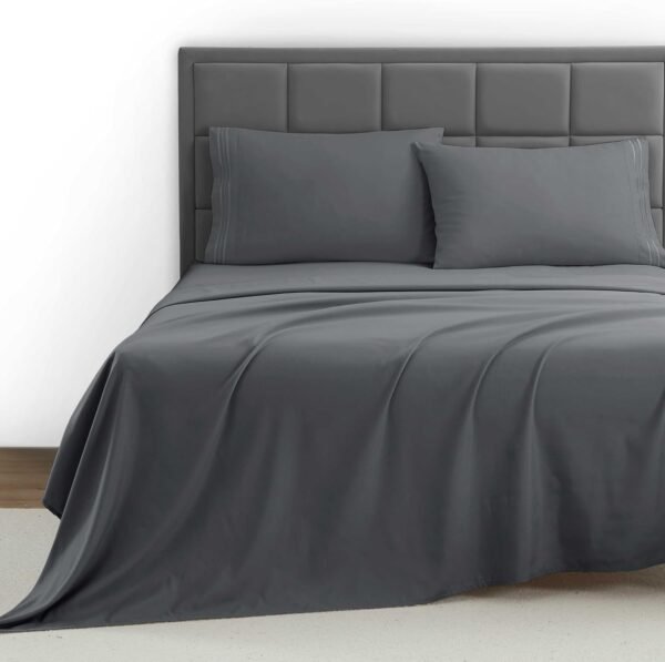 Bed Sheets,  1800 Series 4 Piece Bed Sheet Set, Deep Pocket, Wrinkle, Fade, Stain Resistant, Luxury Soft Bedding Sheets & Pillowcases, King, Charcoal Gray