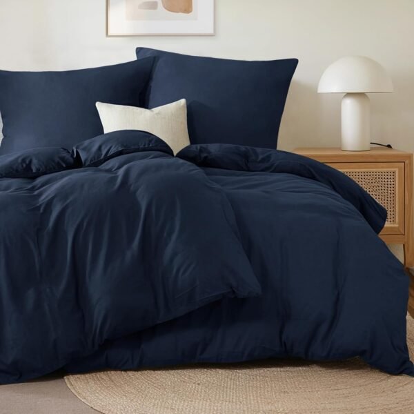 Bed Linen 135 x 200 cm 4-Piece Blue, Microfibre 2 Duvet Covers 135 x 200 cm + 2 Pillowcases 80 x 80 cm, Oeko-Tex Bedding Sets with Zip, Soft and Non-Iron Duvet Cover