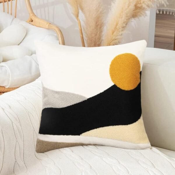 Sun Throw Pillow Covers 18 X 18 Textured Mid Century Modern Throw Pillow Covers Abstract Bohemian Aesthetic Decorative Pillows for Couch Bed Sofa Living Room 1PC