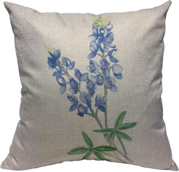 Watercolor blue hat floral pattern pillowcase, cotton and linen, square decorative pillowcase, 18 x 18 inches.