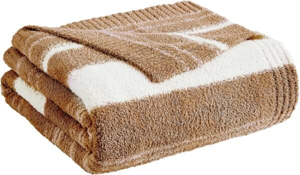 Burnt Orange Throw Blanket, 50x70 Soft Cozy Microfiber Striped Throw Blankets for Couch, Sofa, Bed, Travel, Lightweight Fluffy Warm Plush Decorative Blankets for Women, Men,Kids Gift