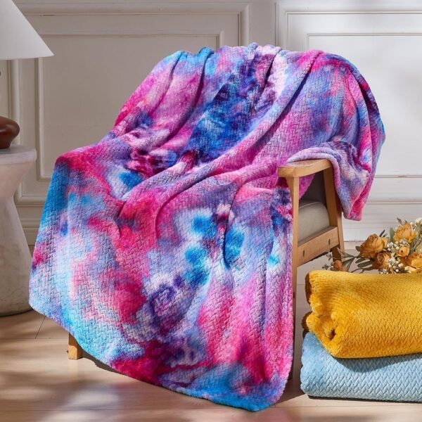 Super Soft Throw Blanket Deep Purple Rainbow Premium Silky Flannel Fleece Leaves Pattern Lightweight Bed Blanket All Season Use (Deep Purple Rainbow, Throw(50"x60"))